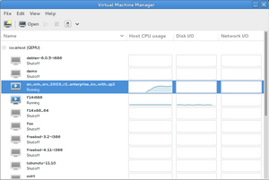 Virtual machine list